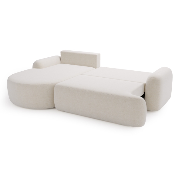 NAROŻNIK Z FUNKCJĄ SPANIA AGAT L DO SALONU W ŚMIETANKOWEJ TKANINIE - FUNKCJA SPANIA